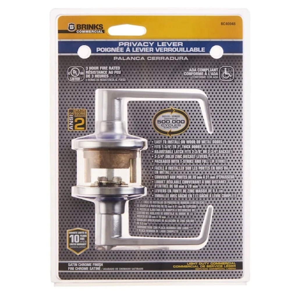 Brinks Commercial Privacy Lever Satin Chrome Finish Grade 2 ADA Compliant